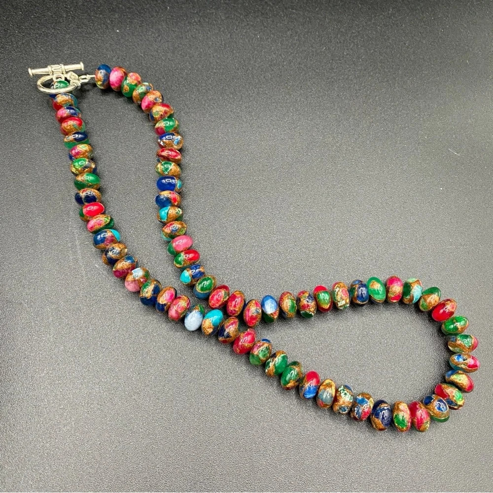 Boho Jade Quartz Stone Gemstone Necklace with Toggle Clasp
